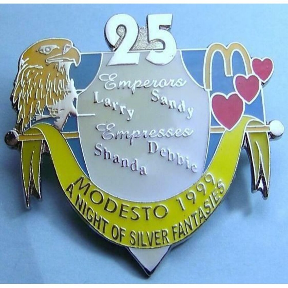 1999 Modesto LGBT Ball 25th Anniversary a Night of Silver Fantasies Pin NIP!